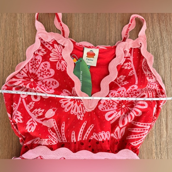 Farm Rio Dresses | Nwt Farm Rio Flowerful Birds Red Mix Maxi Dress-M - Picture 8 of 9